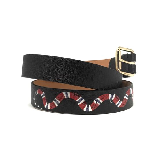 Gucci Kingsnake GG Supreme Belt 115 Black Red Snake Print Size 46 - Picture 1 of 9